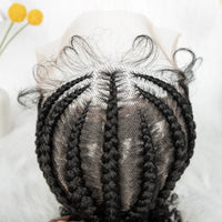 Full Lace Synthetic Cornrow Braided Wigs with Baby Hair Short Afro Curly Knotless Braided Lace Wig