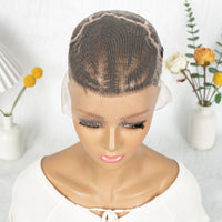 Full Lace Synthetic Cornrow Braided Wigs with Baby Hair Short Afro Curly Knotless Braided Lace Wig