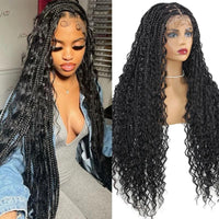 32inches Synthetic Full Lace Bohemian Box Braided Wig with Baby Hair