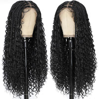 Glueless  Synthetic Goddess Box Braids Crochet Hair Wigs 24 Inches Micro Braids Wigs with Baby Hair