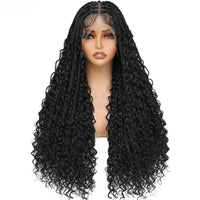 Glueless  Synthetic Goddess Box Braids Crochet Hair Wigs 24 Inches Micro Braids Wigs with Baby Hair