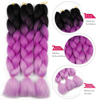 24 Inches Jumbo Braid Synthetic Braiding Hair Ombre Jumbo Hair Extension For Women DIY Hair Braids