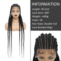 36 Inches Cornrows Braided Wigs Synthetic Full Lace Jumbo Braided Wigs