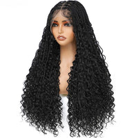 Glueless  Synthetic Goddess Box Braids Crochet Hair Wigs 24 Inches Micro Braids Wigs with Baby Hair
