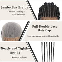 36 Inches Cornrows Braided Wigs Synthetic Full Lace Jumbo Braided Wigs