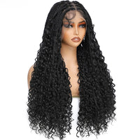 Glueless  Synthetic Goddess Box Braids Crochet Hair Wigs 24 Inches Micro Braids Wigs with Baby Hair