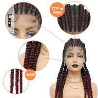 36 Inches Cornrows Braided Wigs Synthetic Full Lace Jumbo Braided Wigs