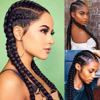 100% Hand-Braided 4 Dutch Braids 27/613 Cornrow Braid Front Lace Wig