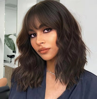 Brown Curly Wavy Synthetic Wig for Women - Image 1