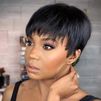 Black Straight Pixie Cut Human Hair Wig for Women - Image 1