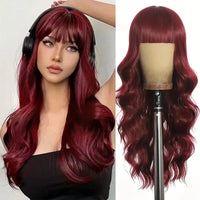 Wine Red Curly Synthetic Wig for Women - Image 1