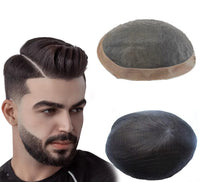 Black Toupee Human Hair Toupee for Men - Image 1