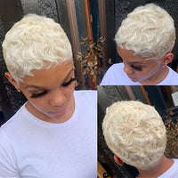 Curly Pixie Cut Machine Made Human Hair Wig for Women - Image 1