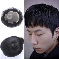 100% Remy Human Hair Wigs Swiss Lace PU Machine Man Toupee Clips in Human Hair System Natural Color