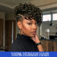 6" Straight Pixie Cut Human Hair Wig for Men - Image 1