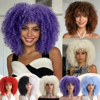 Fluffy Afro Kinky Curly Synthetic Wig for Women Glueless Full Head Heat Resistant Fiber Hair Natural Bouncy Volume Light