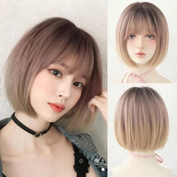 Brown & Pink Straight Pixie Cut Synthetic Wig for Women - Image 1