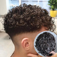 Curly Toupee Human Hair Toupee for Men - Image 1