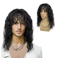 18" Black Curly Wavy Synthetic Wig for Men - Image 2