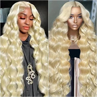613 Blonde Body Wave Lace Frontal Wig 220% Density Brazilian Pre Plucked Human Hair 13x6 HD Transparent Lace Front Wigs