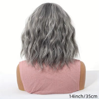 14" Black & Grey Synthetic Wig for Women - Image 2