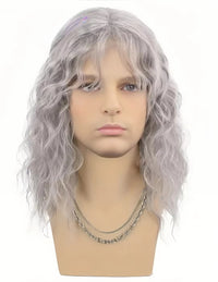 Grey Curly Wavy Toupee Synthetic Wig for Men - Image 3