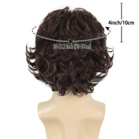 Synthetic Short Haircut Curly Wig with Bangs Short Brown Wigs for Men Curly Layered Natural Looking Realistic