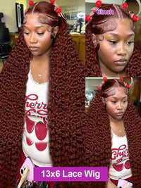 Brown Curly Wavy HD Lace Human Hair Wig for Women - Image 3