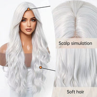White & Grey Curly Toupee Synthetic Wig for Men - Image 2