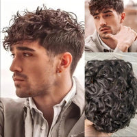 Curly Toupee Human Hair Toupee for Men - Image 2