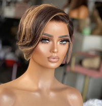 Mixed Straight Pixie Cut HD Lace Human Hair Wig for Women - Image 7
