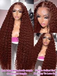 Brown Curly Wavy HD Lace Human Hair Wig for Women - Image 4