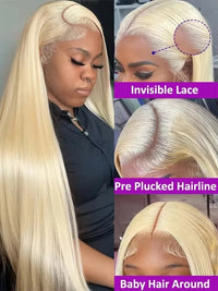 Blonde Straight HD Lace Human Hair Wig for Women - Image 4