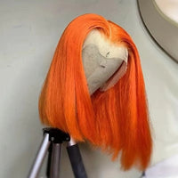 Red & Orange Straight Bob HD Lace Human Hair Wig for Women - Image 3