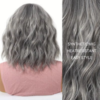 14" Black & Grey Synthetic Wig for Women - Image 4