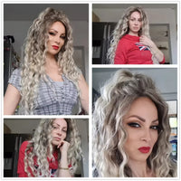 Blonde & Mixed Curly Wavy Synthetic Wig for Men - Image 30