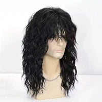 18" Black Curly Wavy Synthetic Wig for Men - Image 4
