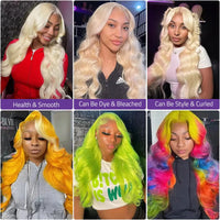 613 Blonde Body Wave Lace Frontal Wig 220% Density Brazilian Pre Plucked Human Hair 13x6 HD Transparent Lace Front Wigs