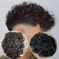 Curly Toupee Human Hair Toupee for Men - Image 3