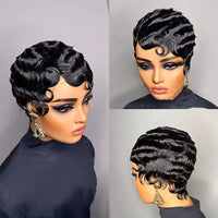 Wavy Pixie Cut Human Hair Wig for Women - Image 4