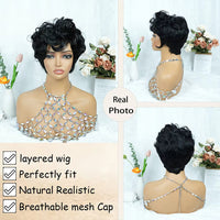 6" Curly Pixie Cut Machine Made Human Hair Wig for Women - Image 4