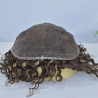 8" Black Curly Full Lace Human Hair Toupee for Men - Image 4