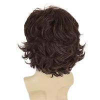 Synthetic Short Haircut Curly Wig with Bangs Short Brown Wigs for Men Curly Layered Natural Looking Realistic