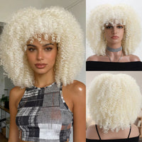 Fluffy Afro Kinky Curly Synthetic Wig for Women Glueless Full Head Heat Resistant Fiber Hair Natural Bouncy Volume Light