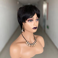 Black Straight Pixie Cut Human Hair Wig for Women - Image 5