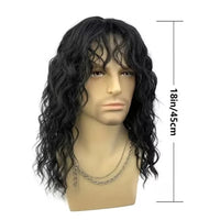 18" Black Curly Wavy Synthetic Wig for Men - Image 6