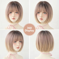Brown & Pink Straight Pixie Cut Synthetic Wig for Women - Image 5