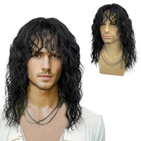18" Black Curly Wavy Synthetic Wig for Men - Image 7