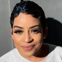 Brazilian Human Hair Short Wave Curly Pixie Cut Wigs