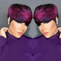 Straight Pixie Cut Wig 6inch Human Hair Short Layered Style for Women Comfortable Fit Wig
